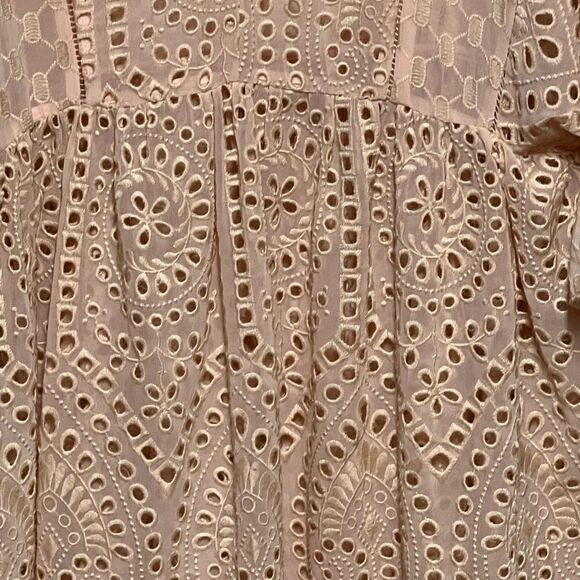 New Anthropologie Akemi+Kin Eyelet Blush Pink Swing Babydoll Style Dress Sz 4 - Picture 12 of 12